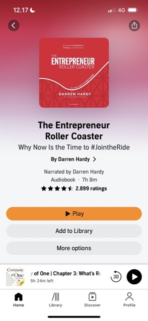 Screenshot van een aanbevolen boek in Audible voor iOS