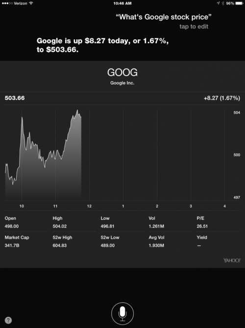 Utilisez Siri pour vérifier les cours et les performances des actions