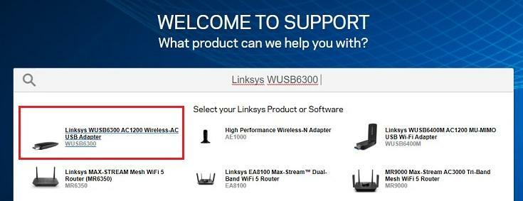 выберите Linksys WUSB6300 AC1200 Wireless - USB-адаптер переменного тока