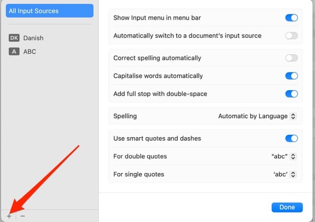 Capture d'écran montrant différentes façons d'ajouter de nouvelles langues de clavier dans les paramètres système Mac