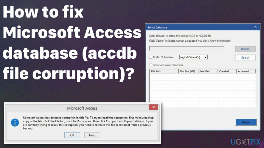 Microsoft Access-database beskadiget