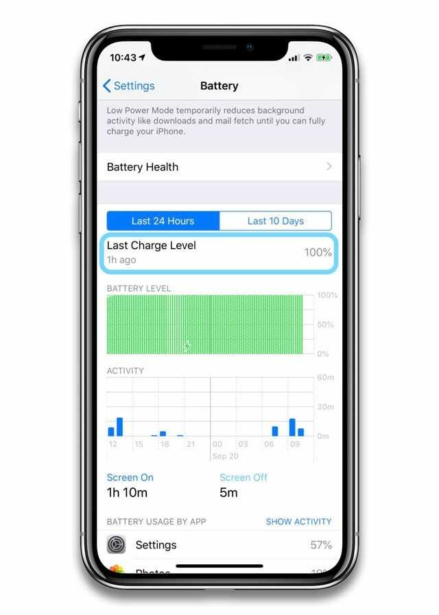 batteriinnstilling på iPhone X og iOS 12