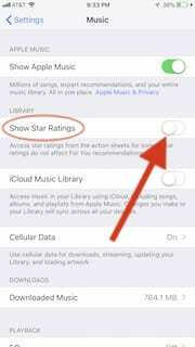 تمكين تصنيفات النجوم على جهاز iPhone الخاص بك