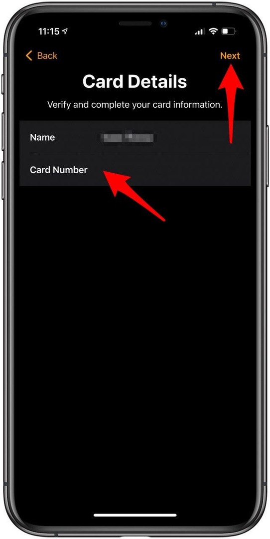 Εισαγάγετε το όνομα και τον αριθμό της κάρτας σας και, στη συνέχεια, πατήστε Επόμενο.