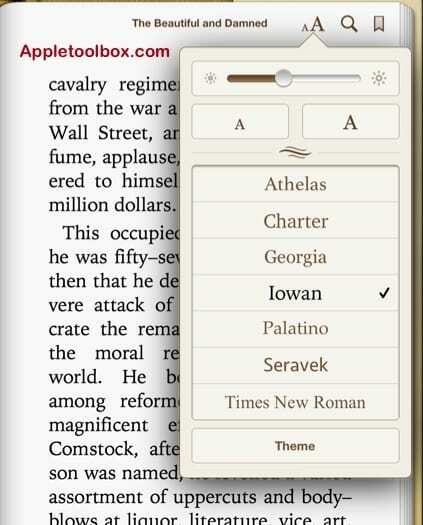 iBooks skrifttyper