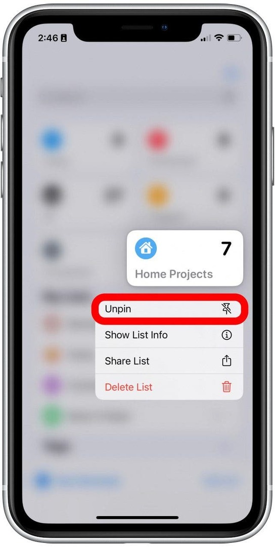 Докоснете Unpin.