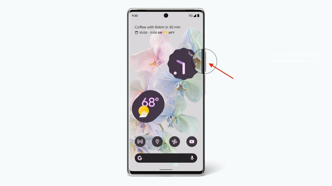 So starten Sie Pixel 6 mit der Ein- / Aus-Taste neu