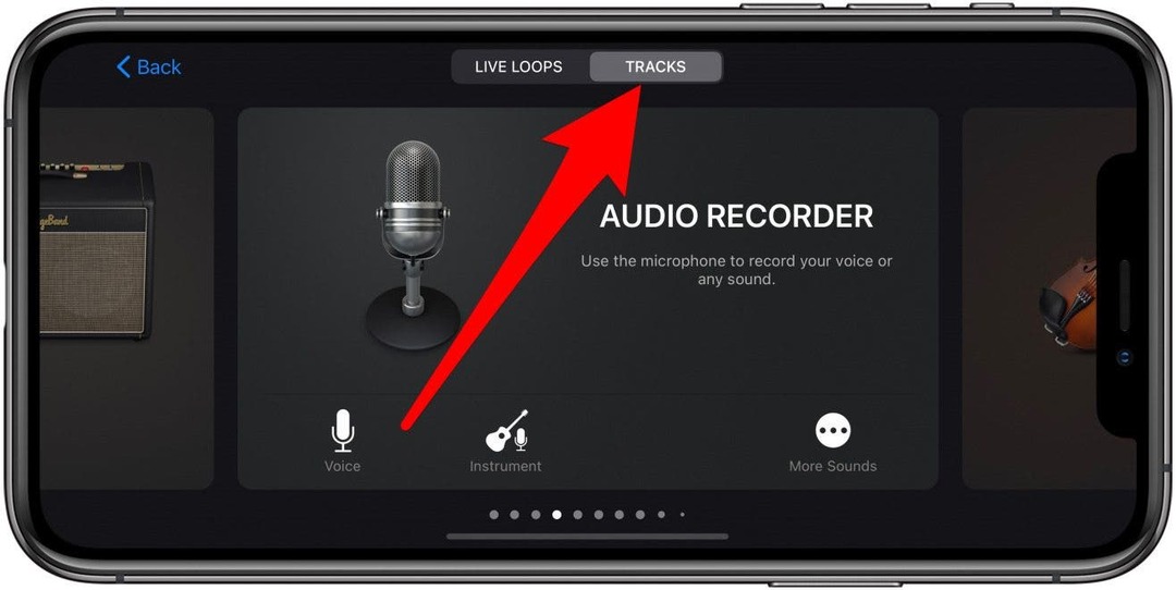 In Tracce, tocca Registratore audio o scegli uno strumento. 