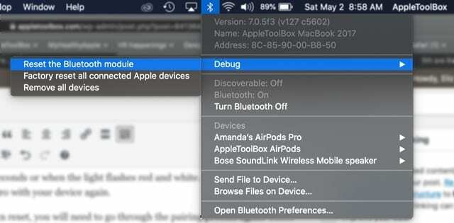 אפס את מודול ה-Bluetooth ב-Mac