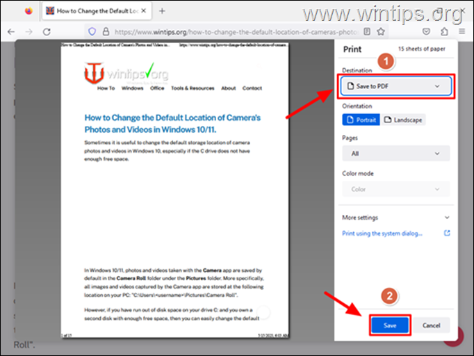 Firefox에서 웹 페이지를 PDF로 저장하는 방법