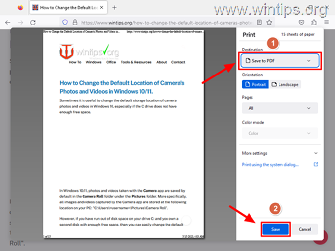 Comment enregistrer une page Web au format PDF dans Firefox