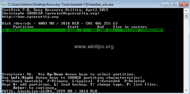 datoteke popisa testdisk