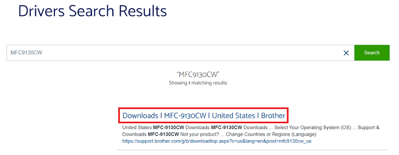 Кликнете върху резултата MFC9130CW