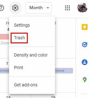 Google'i kalendri prügikast