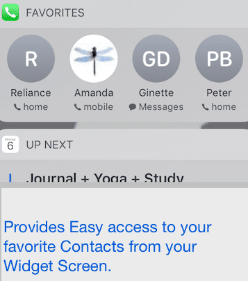 Widget Obľúbené kontakty pre iPhone