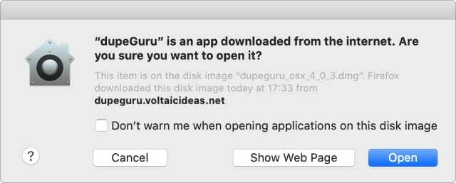 macOS-Warnmeldung beim Herunterladen von Apps aus dem Internet