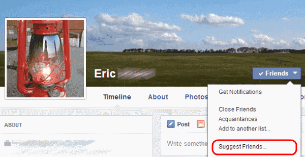 Facebook Suggest Friends -vaihtoehto