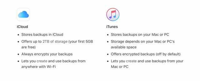 Резервні копії iCloud та iTunes для iPhone та iPad, ключові відмінності