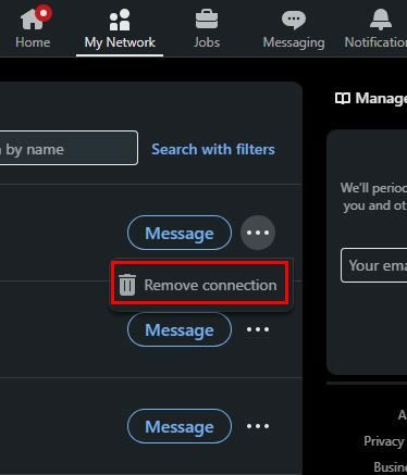 Ta bort Connection LinkedIn