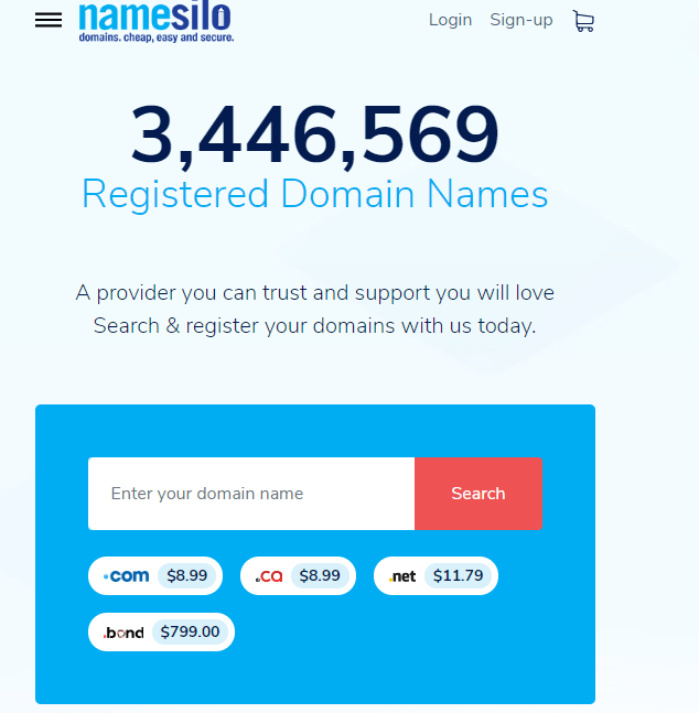 NameSilo - ผู้ให้บริการชื่อโดเมนที่ดีที่สุด