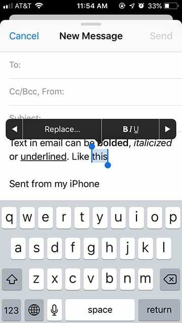 Astuces Apple iPhone Mail - Formatage de texte