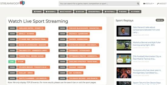 Assistir esportes online no StreamWoop