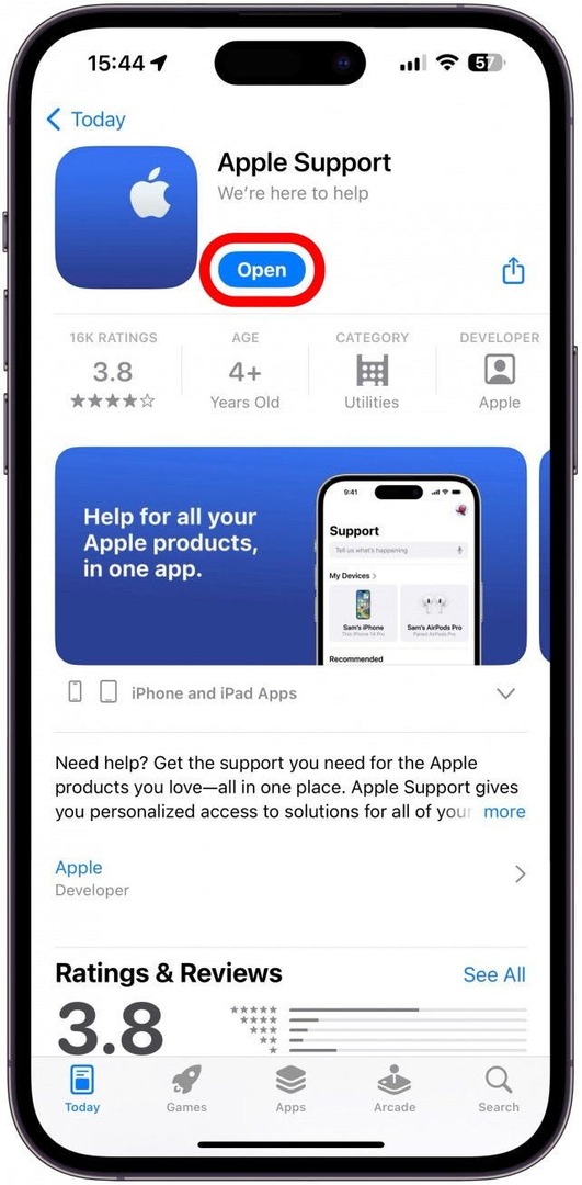Kontakt Apple-support ved at besøge en personlig Apple-butik, bruge Apple Support-appen (gratis) eller ringe direkte til dem.