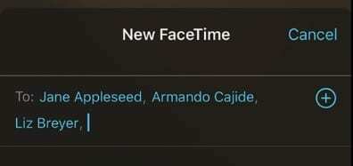 Pridėkite kontaktus prie „FaceTime“ skambučio