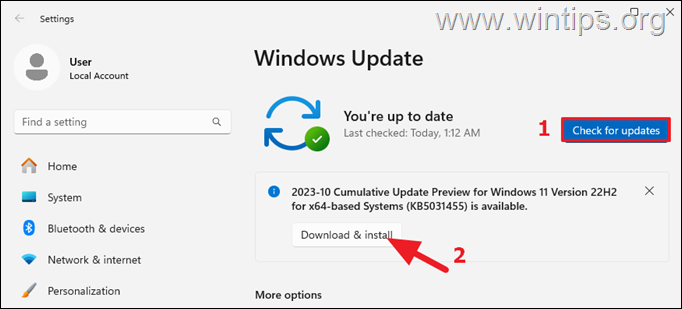 verifique se há atualizações - Windows 11