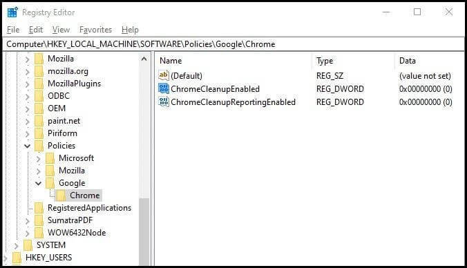 เครื่องมือตัวรายงานซอฟต์แวร์ Chrome