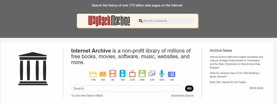 Μηχανές αναζήτησης Deep Web The Wayback Machine