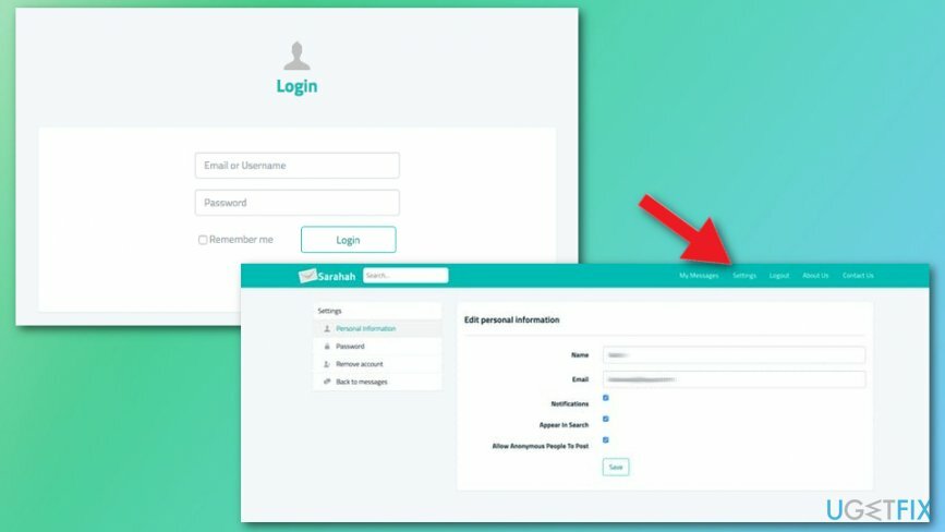 Logg på Sarahah-kontoen din