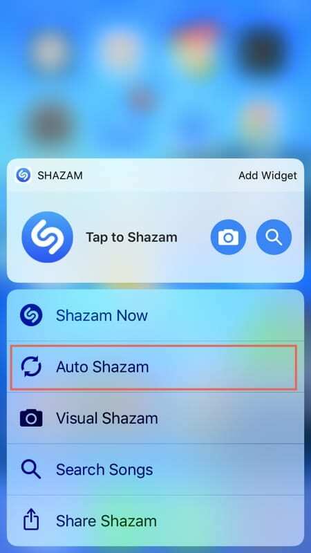 Aktiver Auto Shazam med 3D Touch