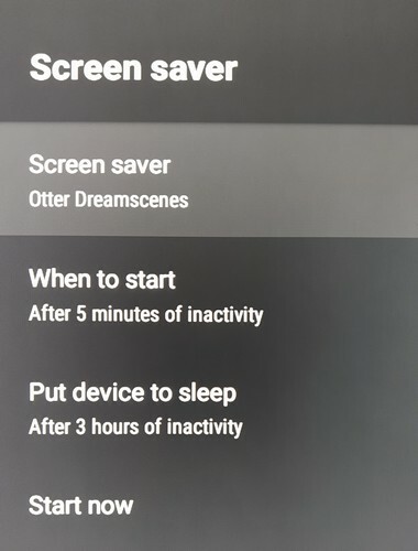 Opsi screen saver di Android TV