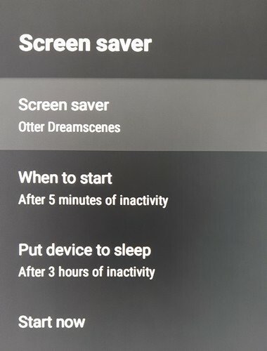 Näytönsäästäjävaihtoehdot Android TV: ssä