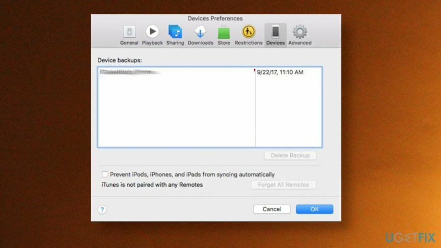 Limpieza de copia de seguridad de iTunes