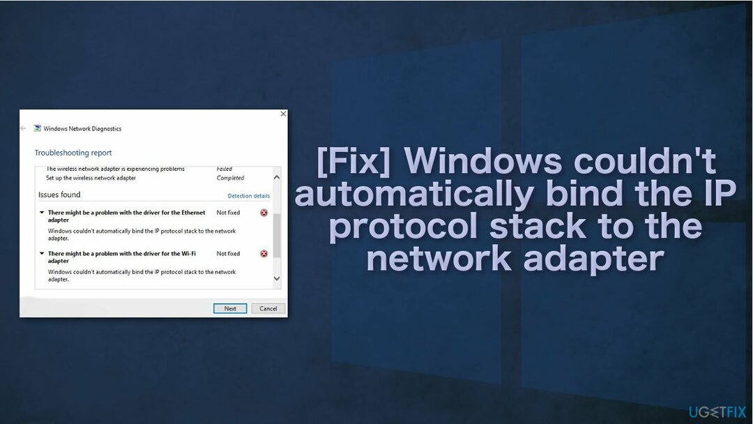 [Исправлено] Windows не могла автоматически привязать стек протокола IP к сетевому адаптеру