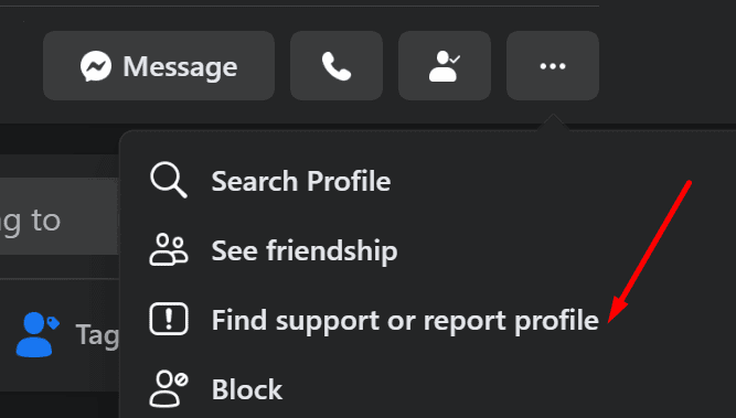 facebook trova supporto o segnala il profilo