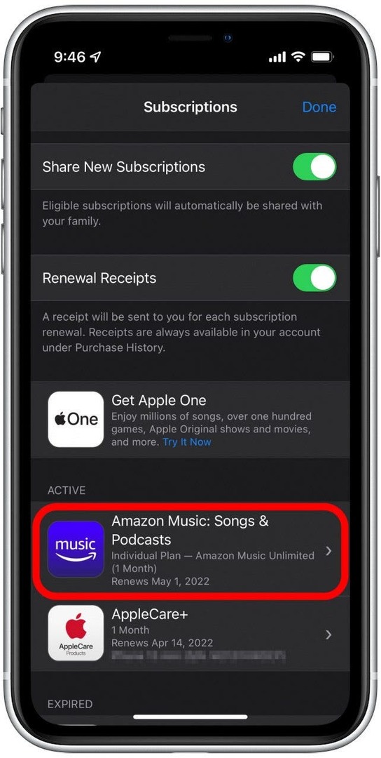 من هنا ، ضمن Active ، اضغط على Amazon Music: Song & Podcasts.
