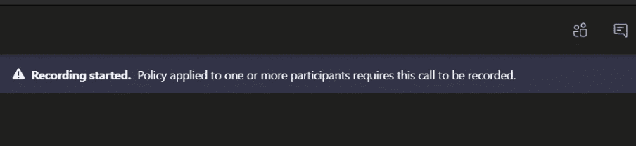 Se aplicó la política de inicio de grabación de microsoft teams