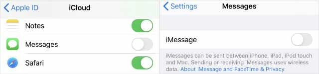 Désactiver les messages iCloud et iMessage