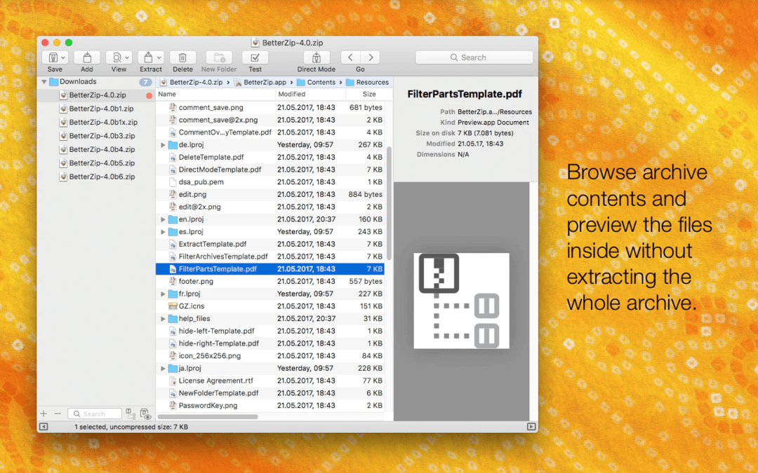 BetterZip - najbolje aplikacije za Mac dostupne uz Setapp