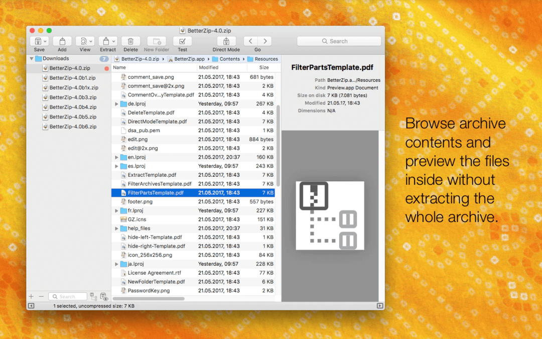 BetterZip - แอพที่ดีที่สุดสำหรับ Mac พร้อม Setapp