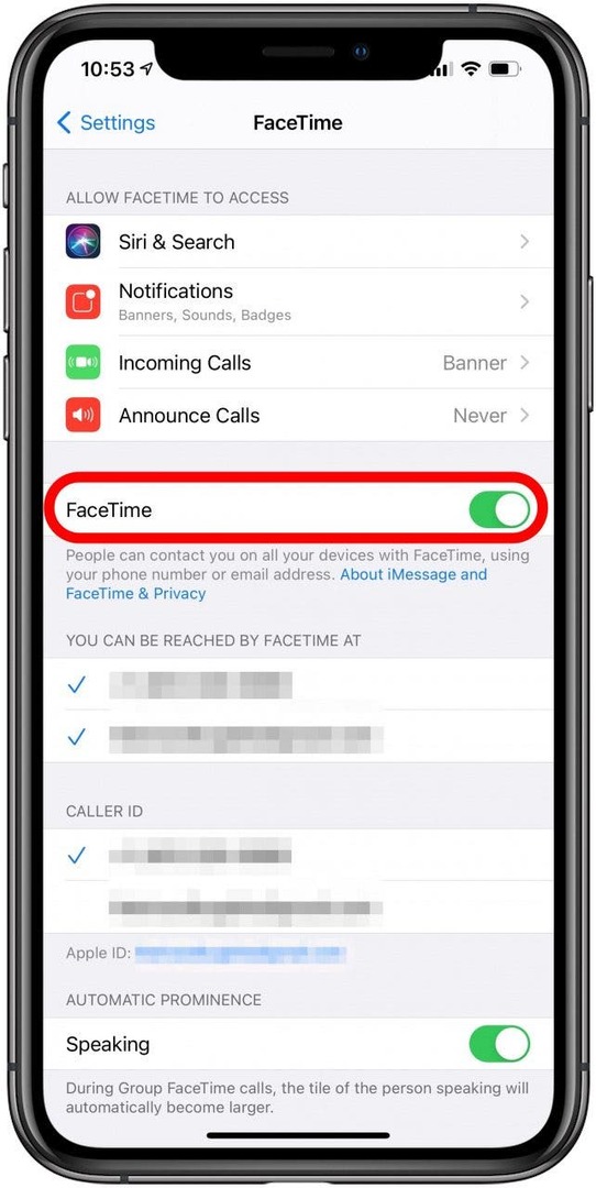 Zorg ervoor dat FaceTime is ingeschakeld in uw iPhone-instellingen