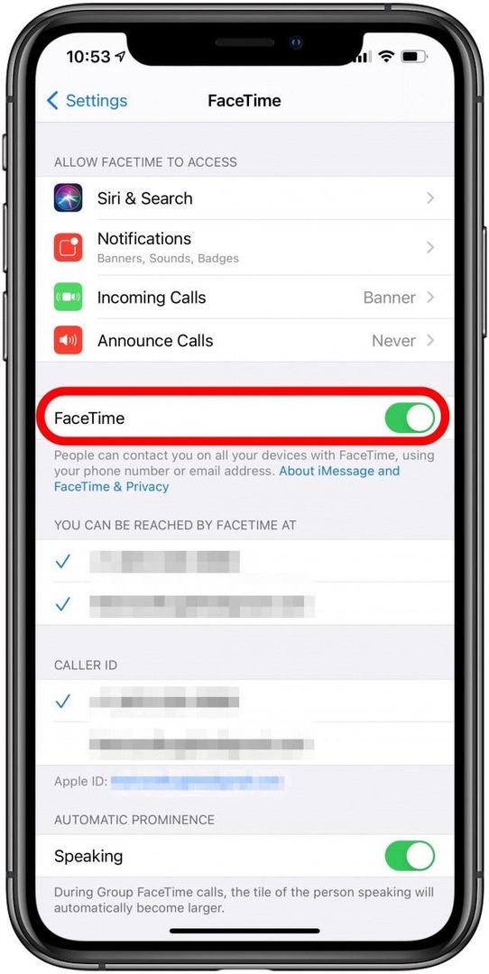 Asegúrese de que FaceTime esté activado en la configuración de su iPhone