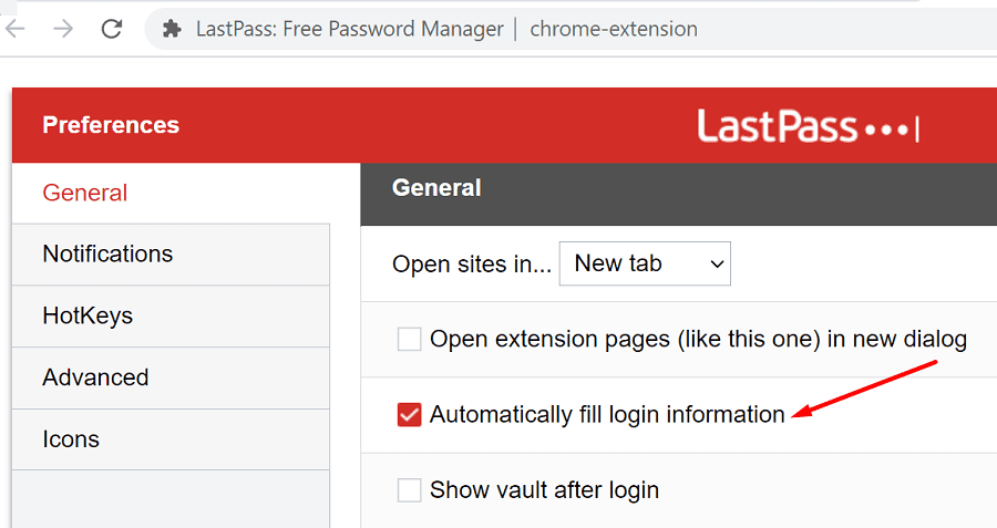Lastpass completează automat informațiile de conectare