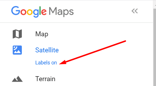 google mapsi satelliit eemaldage sildid