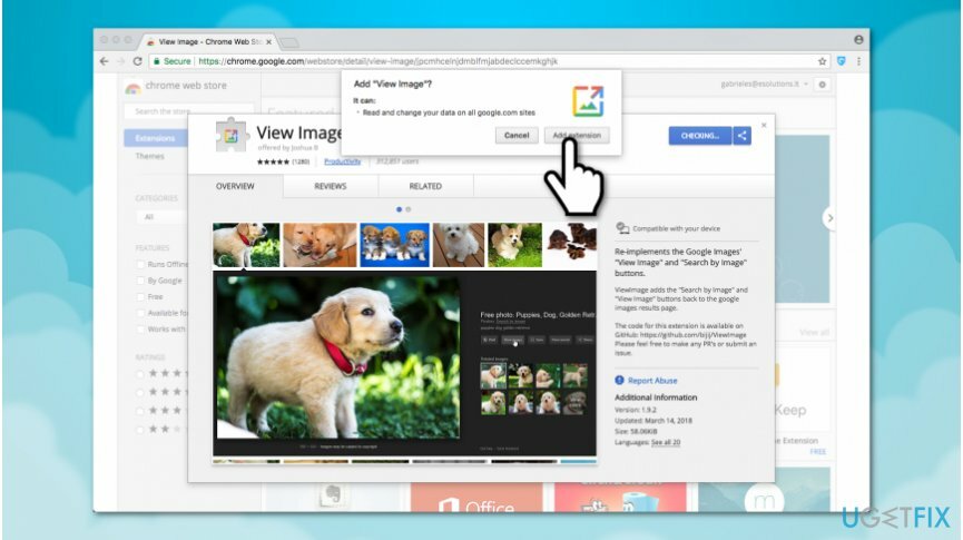 Tlačidlo Späť Google View Image v prehliadači Chrome