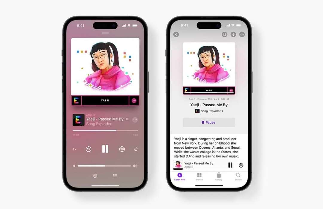 Apple Podcasts iOS 17'deki podcast bölümleri için çizimler