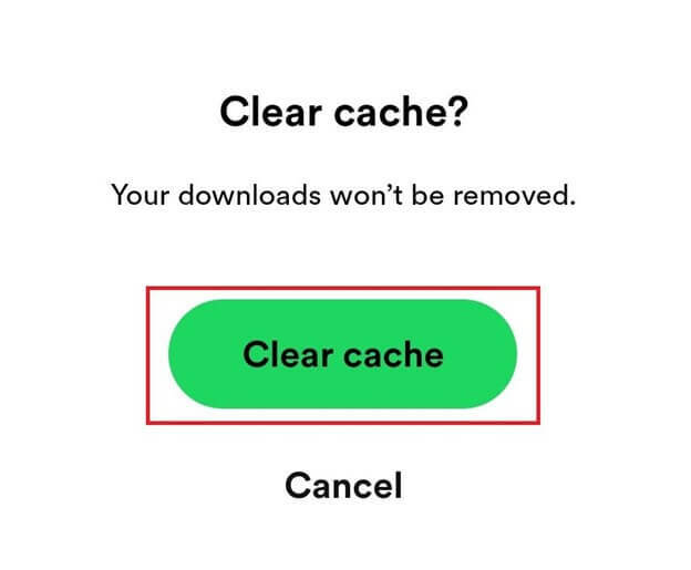 Trykk på Clear Cache-knappen